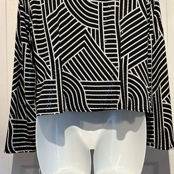 Frank Lyman Black/White Abstract Design Zip Up Blazer Jacket Size 10 - Picture 9 of 10